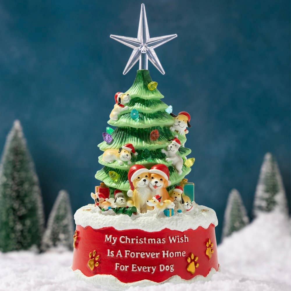 My Christmas Wish (Dog)- Hand Crafted Light Up Resin Christmas Tree