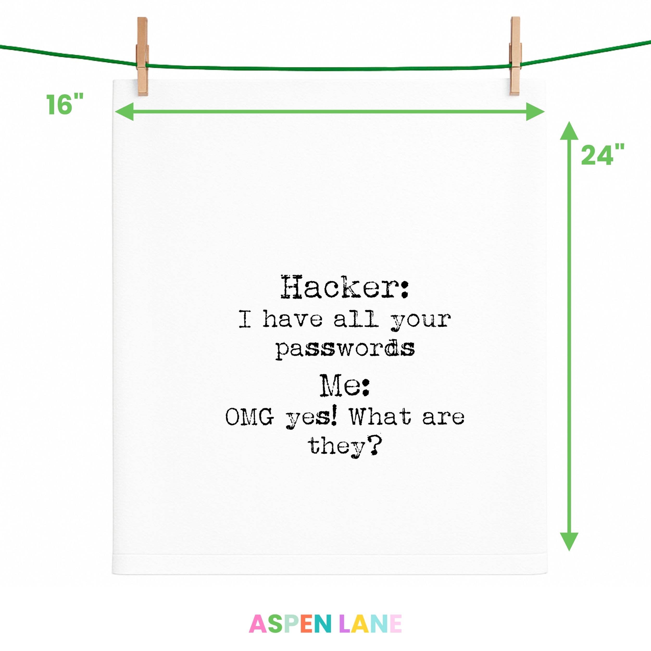 Hacker + Password Funny Gift Towel